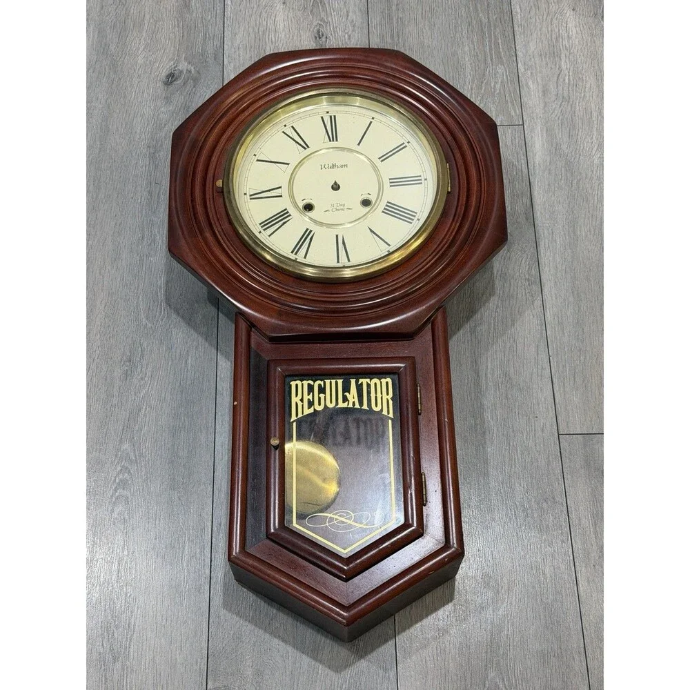 Waltham 31 Day Chime Regulator Mechanical Wall Clock Korea Parts or Repair
